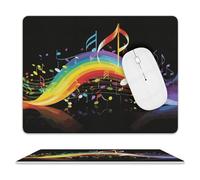 Rainbow Musical Note Melody Leather Mouse Pad - 8 * 10 Inch.Rectangular Mouse Pads for Premium-Textured Waterproof Surface. Printed Mouse Mat for Computer & Gaming Laptop, Office & Home.