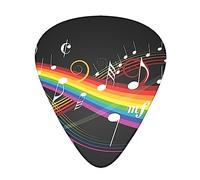 Rainbow Musical Note Melody Printed Guitar Picks,12 Pack Personalized Guitar Picks For Bass Acoustic Guitar Electric Guitar Includes 0.46mm/0.71mm/ 0.96mm