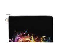 Rainbow Musical Note Melody Purse Zipper Change Purse, Coin Purse for Outdoor, Canvas Thin Pocket Travel Wallets Women Man Clutch Bag for Coin Cards Keys (7.4x 4.6 Inches)