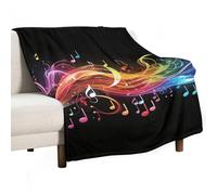 Rainbow Musical Note Melody Soft Throw Blanket for Couch Lightweight Flannel Blanket for Sofa Couch Throw Bed Warm Cozy Decorative Blankets Fall Winter Decor 60"x80"