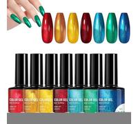 Rainbow Nail Polish Set | 7-Piece Bright Color Gel Nail Polish - Glossy Manicure Glue Beauty Supply for Lining Detailing Travel Salon Home Daily Professional Holiday Styling Enthusiasts
