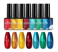 Rainbow Nail Polish Set,7-Piece Neon Gel Polish Set - Beauty Supply Glossy Manicure Glue for Detailing Lining Home Salon Wedding Holiday Travel Styling Enthusiasts Professional