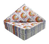 Rainbow Napkins by Kissymix - Pack of 40 Triple Layer, Compostable Square Tissue Serviettes for Birthdays, Weddings, Events and Dinner Parties