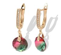 Rainbow Natural Zircon Long Earring for Women Simple Jewelry 585 Rose Golden Water Drop Dangle Earrings