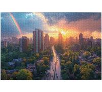 Rainbow Nature Landscape 1000 Piece Wooden Jigsaw Puzzle, 19.7x29.5 Inch | with rich colors clear image quality. It is relaxing and intellectually stimulating.family entertainment