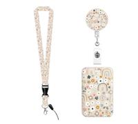 Rainbow Neck Lanyard with Badge Card Holder Retractable and Detachable Strap Set for School Rainbow Retractable