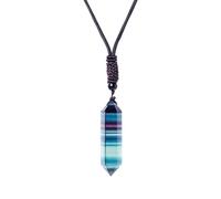 Rainbow Necklace - Polished Crystal Point Pendant, Multicolor Stone Energy | Fluorites Jewelry for Men Women, Chakra Accessories for Mindfulness, Outfit Styling, Wellness Seekers Gift