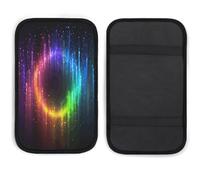 Rainbow Neon Car Handrail Box Cushion Soft Comfortable Anti Slip,Car Armrest Cushion Neoprene Universal Decoration,car Center Console Coverfor Most Cars Trucks And SUV