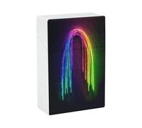 Rainbow Neon Cigarette Case Normal Size 20 Capacity, Waterproof Anti-Crush Cigarette Holder Case, Push Open Travel Cigarette Box Smoking Accessories for Men Women Smoker