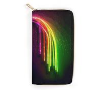 Rainbow Neon Leather Wallet, Bifold Stylish Wallets, Credit Card Holder for Passport Covers, Purse Passport Bag for Men Women