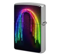Rainbow Neon Lighter Case Pouch Double-Sided Metal Lighter Sleeve Scratch & Drop Resistant Lighters Protector Fits Standard Kerosene Lighters Pocket Protective Cover for Camping Party