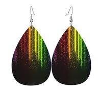 Rainbow Neon Pattern earrings, leather earrings for women, suitable for parties and daily wear