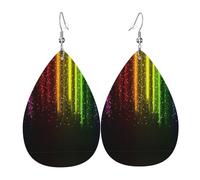 Rainbow Neon Patterned leather earrings, women's earrings, suitable for daily wear, party and date
