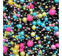 Rainbow neon pink blue yellow green purple sprinkles edible pearls cupcake cake toppers biscuits ball mix pearls decoration 100s 1000s party baking SPACE