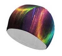 Rainbow Neon Swim Cap High Elasticity Swimming Cap Non-Slip Swim Hat Fit Long Hair Short Hair (Men and Women)