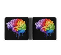 Rainbow Neurodiversity Autism Awareness Leather Wallets for Men Slim Bifold Wallet Credit Card Holder Front Pocket Wallets