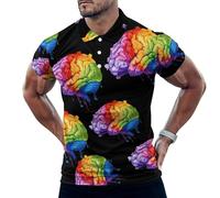 Rainbow Neurodiversity Autism Awareness Mens Polo Shirts Short Sleeve Golf Shirt Casual T-Shirt Top for Work Athletic M