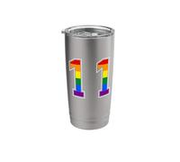 Rainbow Number 11 Team Junior Sports Numbered Uniform Stainless Steel Insulated Tumbler