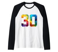 Rainbow Number 30 Years 30th Birthday Raglan Baseball Tee