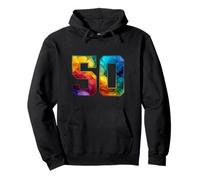 Rainbow Number 50 Years 50th Birthday Pullover Hoodie
