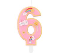 Rainbow Number Birthday Candles, Pink Number 6 Candles, Cartoon Theme Birthday Candles, Girls Boys 6th Birthday Decorations, Rainbow Cake Candles Cake Toppers for Boys Girls Birthday Party Decorations