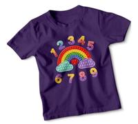 Rainbow Numbers 1-9 Kids T-Shirt Fidget Sensory Toys Counting Learning Childrens Tee Boys Girls 5-6 Years