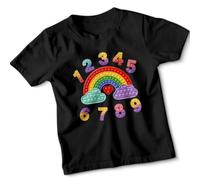 Rainbow Numbers 1-9 Kids T-Shirt Fidget Sensory Toys Counting Learning Childrens Tee Boys Girls 9-11 Years