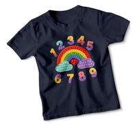 Rainbow Numbers 1-9 Kids T-Shirt Fidget Sensory Toys Counting Learning Childrens Tee Boys Girls 9-11 Years
