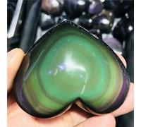 Rainbow Obsidian Cat's Eye Quartz Crystal Heart Stone and Specimens Decorative Gift Home Decor(108g)
