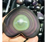 Rainbow Obsidian Cat's Eye Quartz Crystal Heart Stone and Specimens Decorative Gift Home Decor(120g)