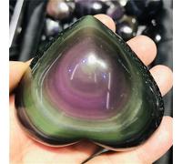 Rainbow Obsidian Cat's Eye Quartz Crystal Heart Stone and Specimens Decorative Gift Home Decor(165g)