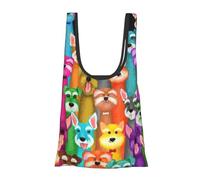 Rainbow Ocean Eco-Friendly Shopping Bag, Lightweight Shopping Bag, Waterproof Shopping Bag, Foldable Shopping Bag, Oil Cute Schnauzer Dogs, One Size