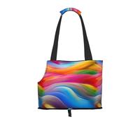 Rainbow Ocean Print Pet Tote Bag, Foldable Single Shoulder Pet Carrier For Small Pets Dogs Cats