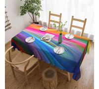 Rainbow Ocean print Tablecloth, Square lace farmhouse tablecloth, for indoor and outdoor dining
