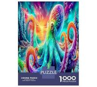 Rainbow Octopus 1000 Piece Colorful Octopus in Ocean Jigsaw Puzzles for Puzzles 1000 Pieces Jigsaw for Adults Challenging Puzzle Games Adults Gifts 52x38cm/1000pcs