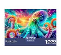 Rainbow Octopus Recycled Cardboard 1000 Pieces Jigsaws Octopus Nebula Puzzles for Kids with Attention-Deficit Issues Decoration 38x26cm/1000pcs