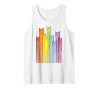 Rainbow of Cats Whimsical Animals Watercolor Tank Top