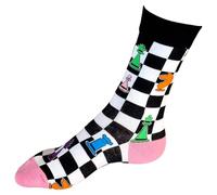 Rainbow Of Chess Pieces In Play Strategy & Style Chequered Ladies Socks One Pair Multicoloured 4-8 UK