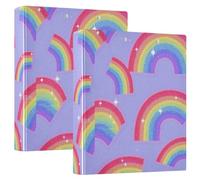 Rainbow of Colored Fake Sequins One and A Half Inch Binders Three-Ringing with Pockets 1/2 Pack Office Binder Supplies Hardcover