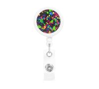 Rainbow of Neon Paint Splatters, Retractable Badge Holder,Badge Reels Holder with ID Clip Alligator Clip