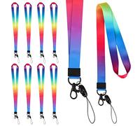 Rainbow Office Lanyard, 10Pcs Nylon Neck Lanyard Strap, Badge Holder Neck Strap Colourful Neck Strap Keychain, Detachable Lanyard for ID Card Badge Holders, Keys, Whistles, Phone, Name Tag Ticket