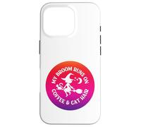 Rainbow Ombre Broom Runs On Coffee and Cat Hair Cheeky Witch Case for iPhone 16 Pro