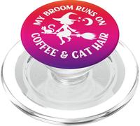 Rainbow Ombre Broom Runs On Coffee and Cat Hair Cheeky Witch PopSockets PopGrip for MagSafe