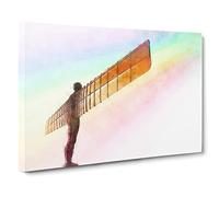 Rainbow On The Angel Of The North Canvas Print | Gallery Wrapped 30mm Frame Wall Art | 20x14 inches | Ready to Hang | Modern Religious Picture | Living Room Bedroom Lounge Office