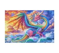 Rainbow Oriental Dragon 1000 Piece Jigsaw Puzzle Cute Pets Warm The Heart For Men Cognitive Development Adults Anxiety Memory Care Mothers Valentines Gift High-grade Rigid Cardboard 1000 PCS
