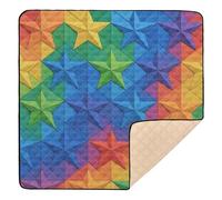 Rainbow Origami Stars Soft Thick Baby Gym & Activity Mat for Floor Cozy Breathable Padded Play Mat for Baby Kids Toddlers Infants, 50'' x 50''