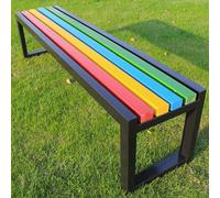 Rainbow Outdoor Garden Bench Backless Patio Chair for Porch & Yard Weather Resistant Balcony Seating Durable 120x40x45cm Black & Rainbow Design
