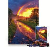 Rainbow over A Wet Country Road 1000 Pieces Jigsaw Puzzles for Adults Mind Exercise Toy Relax Time Precision Cut Stylish Gift (38x52cm)