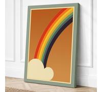 Rainbow Over Cloud Retro Canvas Wall Art Print 18x12 Inch