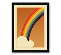 Rainbow Over Cloud Retro Framed Wall Art Print A2 (59.4×42cm) Black, Wall Decor for Living Room, Bedroom, Office & Home, Ready to Hang, Art Gift